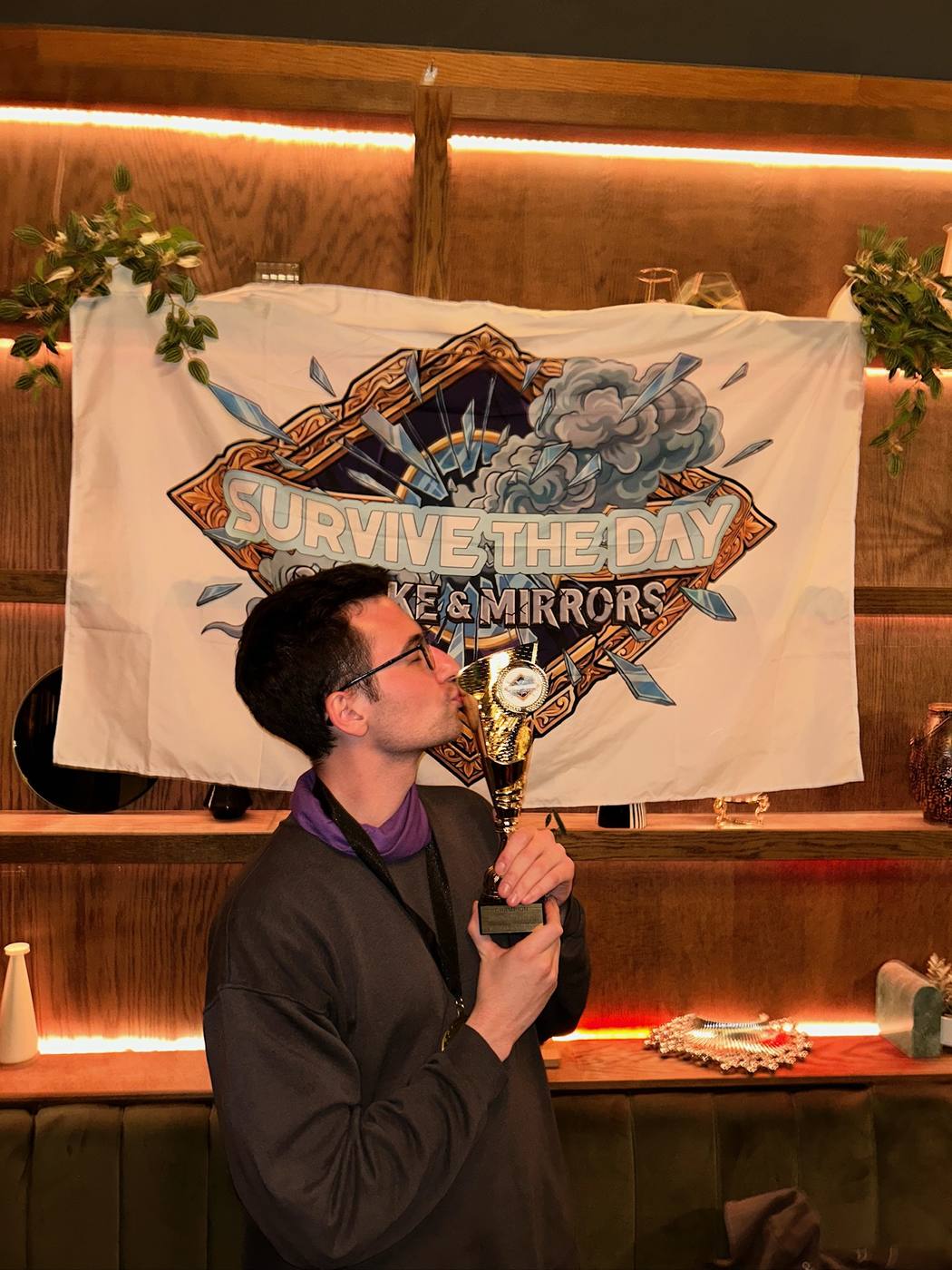 Winner kissing the trophy